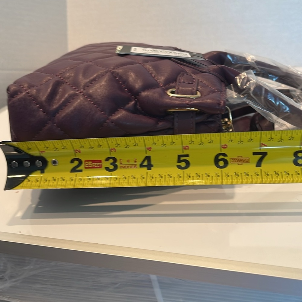 NWT Badgley Mischka Small Diamond quilted tote with lock plum Handbag Crossbody - Picture 11 of 16